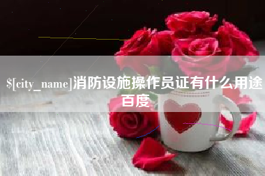 临清消防设施操作员证有什么用途百度